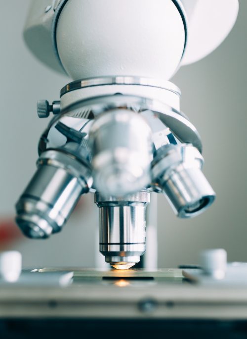 Microscope in the Laboratory, modern close-up shot